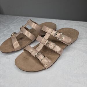 Vionic “Misa” Sandals Womens Size 8 Rose Gold w/Gold Buckles Slide-On